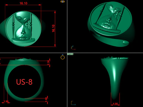 Anello orologio con quadrante in oro Modello di stampa 3D