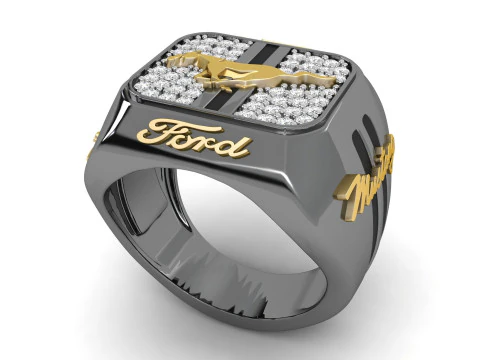 Diamond Car Model Ring 3D Print Model