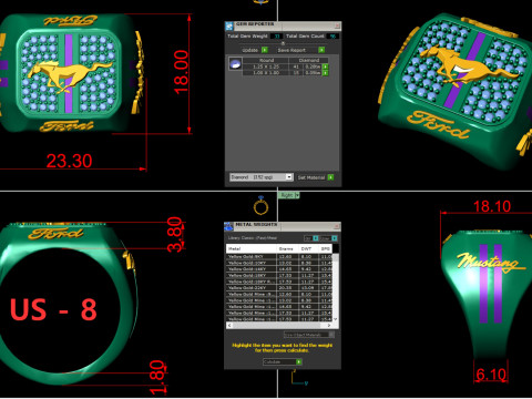 Diamond Car Model Ring 3D-printmodel