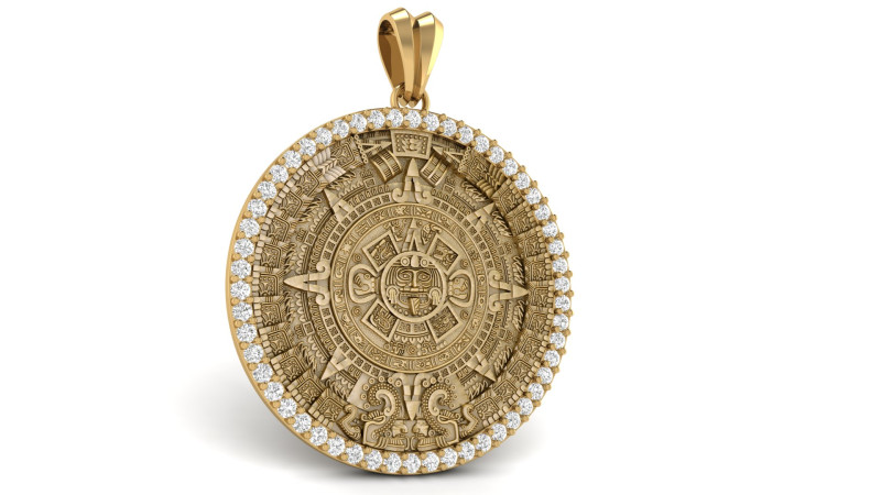 Mayan Calendar Diamond Pendant Modèles 3D en vedette .c4d .max .obj .3ds .fbx .stl .blend