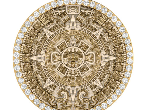 Mayan Calendar Diamond Pendant Modèles 3D en vedette