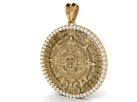 Mayan Calendar Diamond Pendant Modèles 3D en vedette
