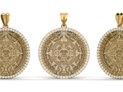 Mayan Calendar Diamond Pendant Modèles 3D en vedette