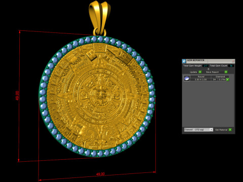 Mayan Calendar Diamond Pendant Modèles 3D en vedette