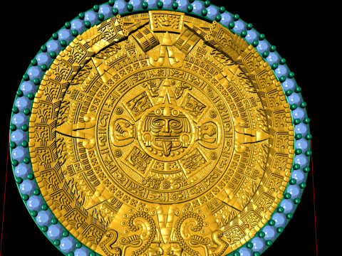 Mayan Calendar Diamond Pendant Modèles 3D en vedette