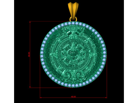 Mayan Calendar Diamond Pendant Modèles 3D en vedette