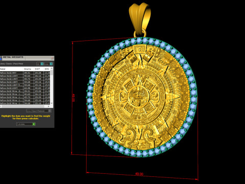 Mayan Calendar Diamond Pendant Modèles 3D en vedette