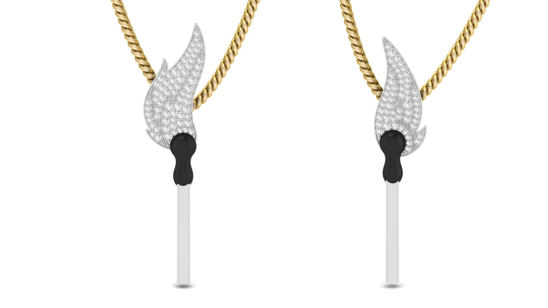 Matchstick 2 way Pendant For Couple 3D Print Model .c4d .max .obj .3ds .fbx .stl .blend 