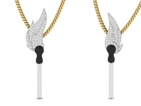 Ciondolo a 2 vie con fiammifero per coppia Modello di stampa 3D