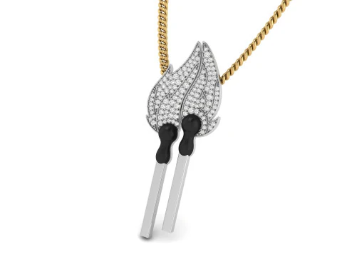 Matchstick 2 way Pendant For Couple 3D Print Model