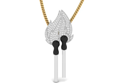 Matchstick 2 way Pendant For Couple 3D Print Model