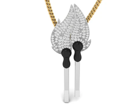 Matchstick 2 way Pendant For Couple 3D Print Model