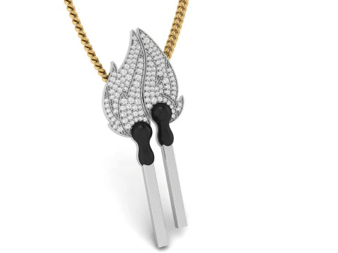 Matchstick 2 way Pendant For Couple 3D Print Model