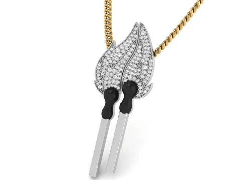 Matchstick 2 way Pendant For Couple 3D Print Model