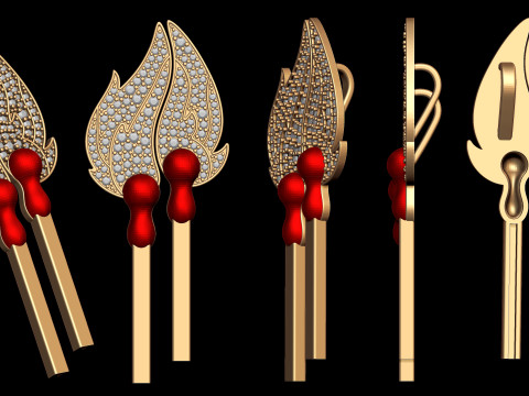 Diamond Light Matchstick Pendant Modèles 3D en vedette