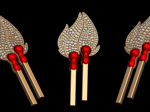Diamond Light Matchstick Pendant Modèles 3D en vedette