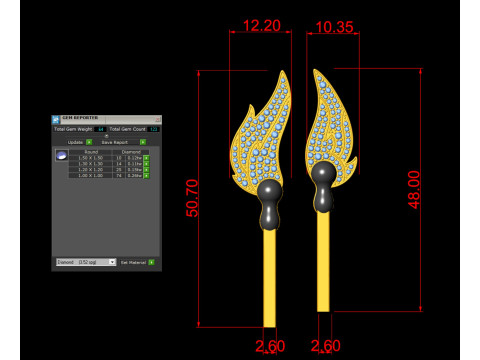 Diamond Light Matchstick Pendant Modèles 3D en vedette
