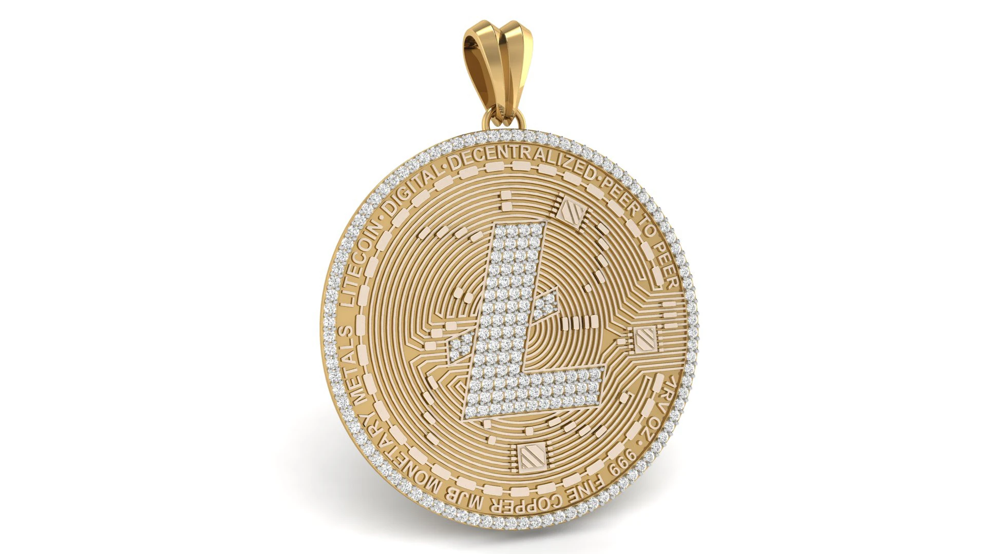 Diamond LiteCoin Pendant 3D Print Model .c4d .max .obj .3ds .fbx .stl .blend 