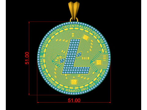 Diamond LiteCoin Pendant 3D Print Model