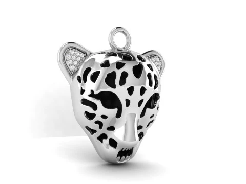 Leopard Face Enamel Pendant 3D Print Model