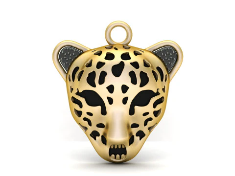 Leopard Face Enamel Pendant 3D Print Model