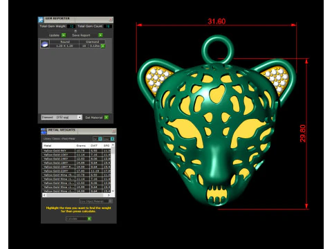 Leopard Face Enamel Pendant 3D Print Model