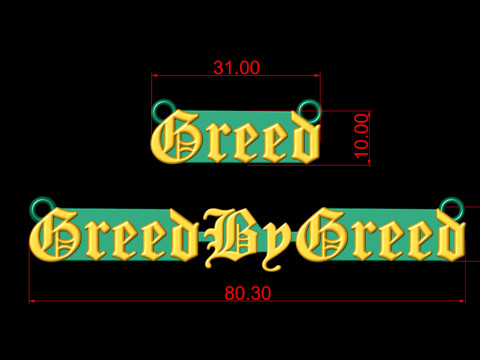 Greed and Greed By Greed Gold Nameplate 3D 打印模型