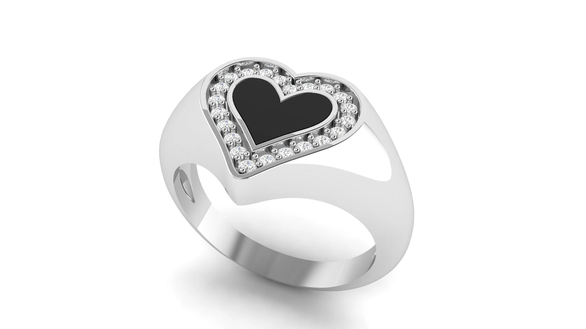 Heart Enamel Ring 3D Print Model .c4d .max .obj .3ds .fbx .stl .blend 