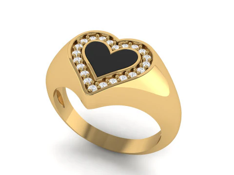 Heart Enamel Ring 3D Print Model