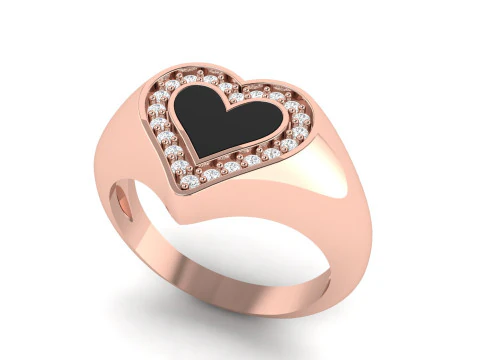 Heart Enamel Ring 3D Print Model