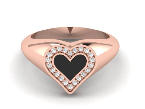 Heart Enamel Ring 3D Print Model