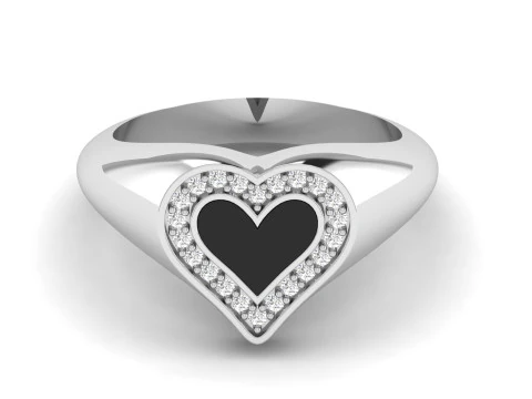 Heart Enamel Ring 3D Print Model