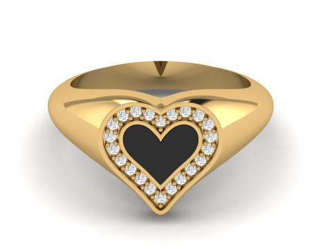 Heart Enamel Ring 3D Baskı Modeli