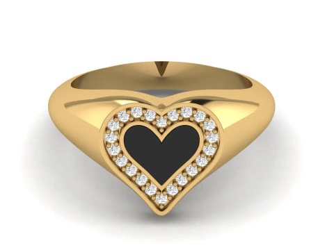 Heart Enamel Ring 3D Print Model