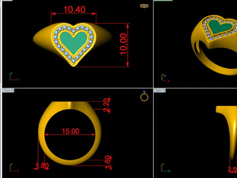 Heart Enamel Ring 3D Print Model