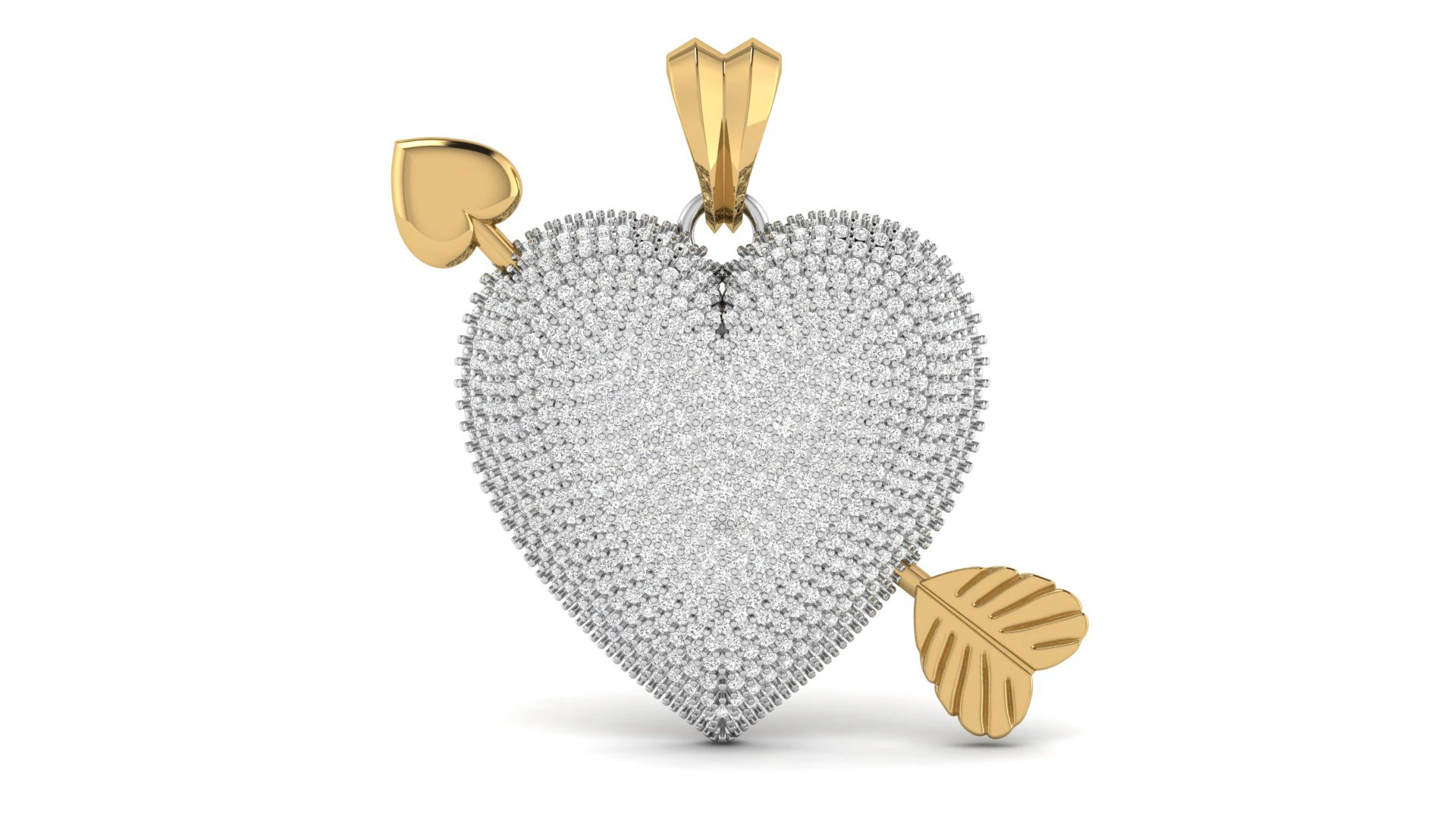 Heart With Arrow Diamond Pendant 3D Print Model .c4d .max .obj .3ds .fbx .stl .blend 