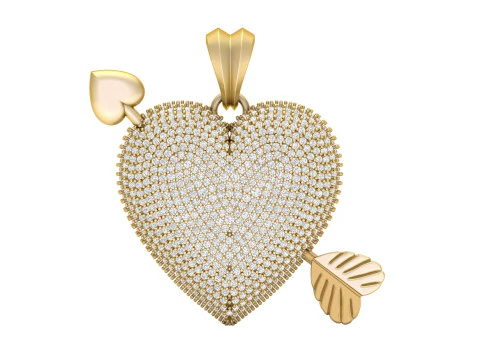 Heart With Arrow Diamond Pendant 3D Print Model