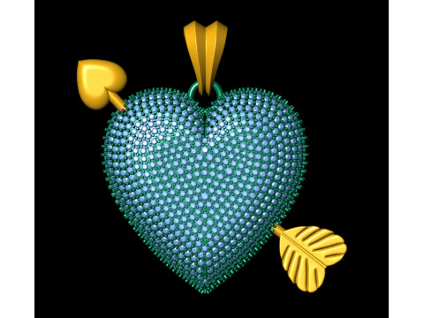 Heart With Arrow Diamond Pendant 3D Print Model