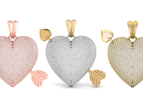 Heart With Arrow Diamond Pendant Modelo de impresión 3D