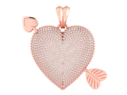 Heart With Arrow Diamond Pendant 3D Print Model