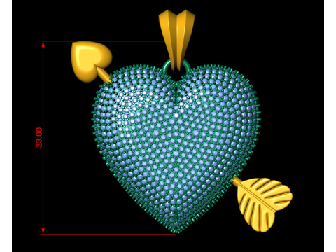 Heart With Arrow Diamond Pendant Modelo de impresión 3D