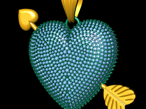 Heart With Arrow Diamond Pendant Modelo de impresión 3D