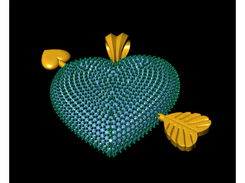 Heart With Arrow Diamond Pendant 3D Print Model