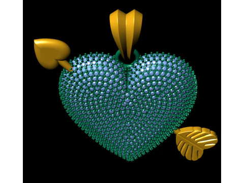 Heart With Arrow Diamond Pendant 3D Print Model