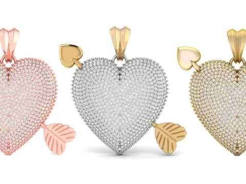 Heart With Arrow Diamond Pendant 3D Print Model