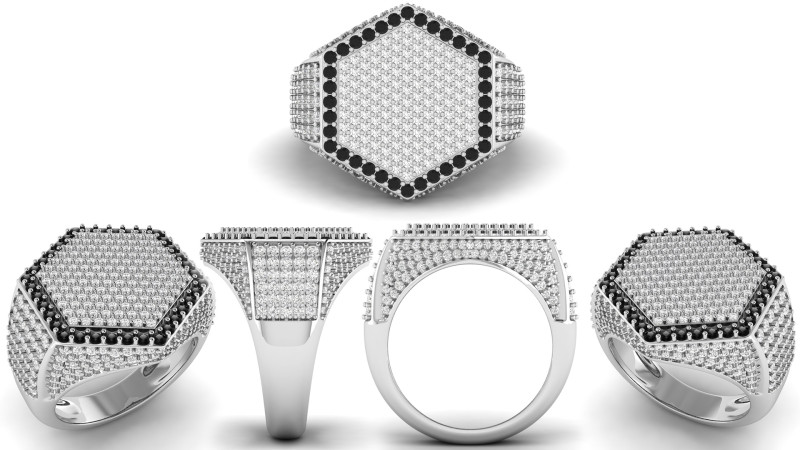 Hexagonal Shape Champions Diamond Ring 3D print model 3D Print Model .c4d .max .obj .3ds .fbx .stl .blend 