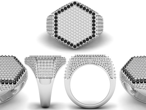Hexagonal Shape Champions Diamond Ring 3D print model Modèles 3D en vedette