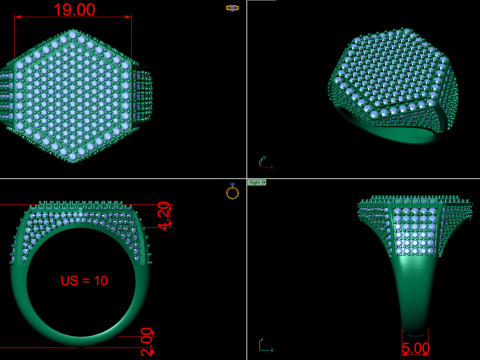 Hexagonal Shape Champions Diamond Ring 3D print model 3D Print Model