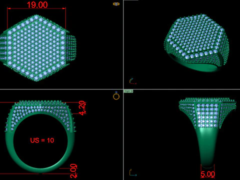 Hexagonal Shape Champions Diamond Ring 3D print model 3D Print Model