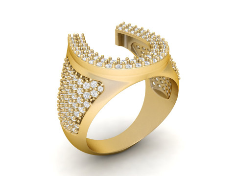 Signet Horse Nail Shoe Diamond Ring Model do druku 3D